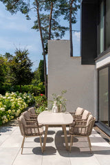 Taste 4SO Puglia dining stoel + Manolo tafel latte met geprint keramiek tafelblad 240 cm