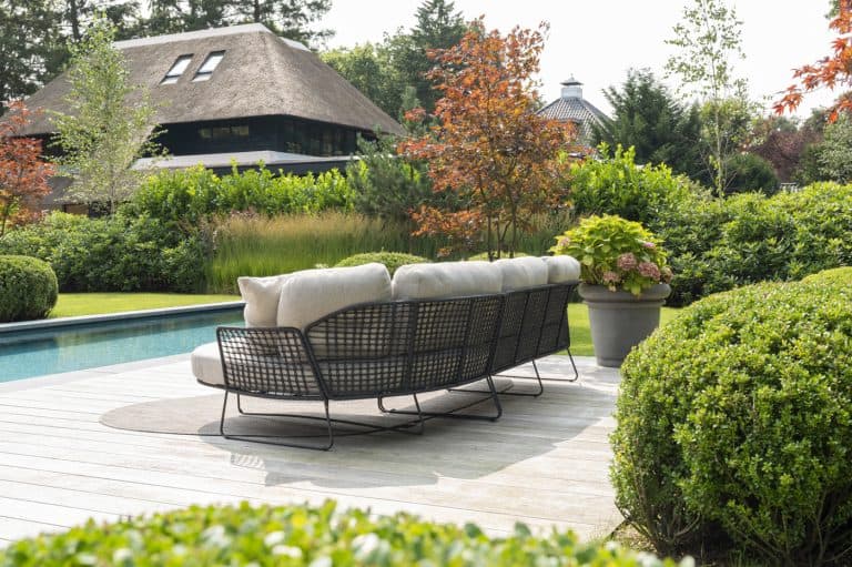 Taste 4SO Rhodos modulaire 2-zits lounge bank, armleuning rechts incl. 3 kussens + modulair chaise longue element links incl. 3 kussens