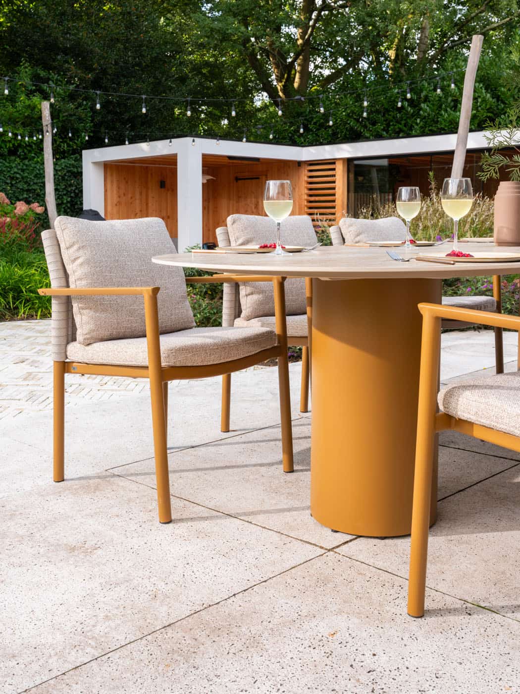 4 Seasons Outdoor Colorado eettafel keramisch travertin blad 240×105 cm