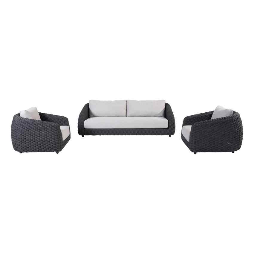 4 Seasons Outdoor Saint Tropez 3-delige Lounge Set Antraciet/Licht Grijs