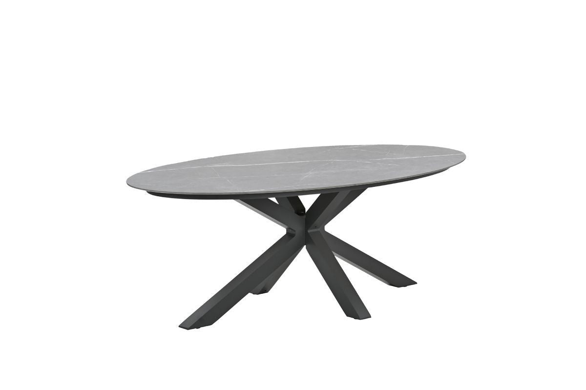 Garden Impressions Scotland tafel ovaal 220x115cm antraciet frame centostone sicillian grey