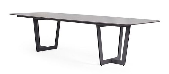 Suns Palermo dining tafel 320x116 Mat Royal Grey frame Neolith marble zwart blad