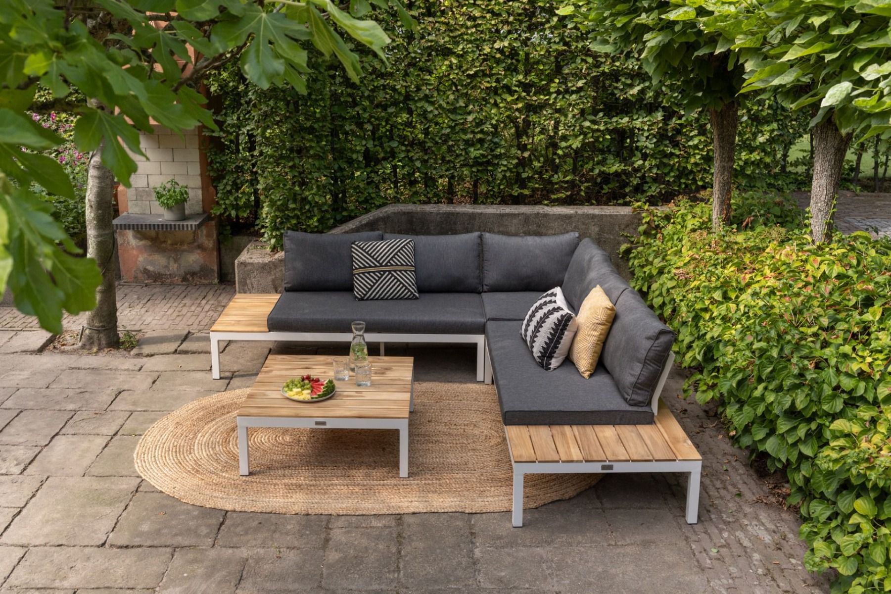 Exotan La Vida loungeset teak antraciet frame inclusief kussens