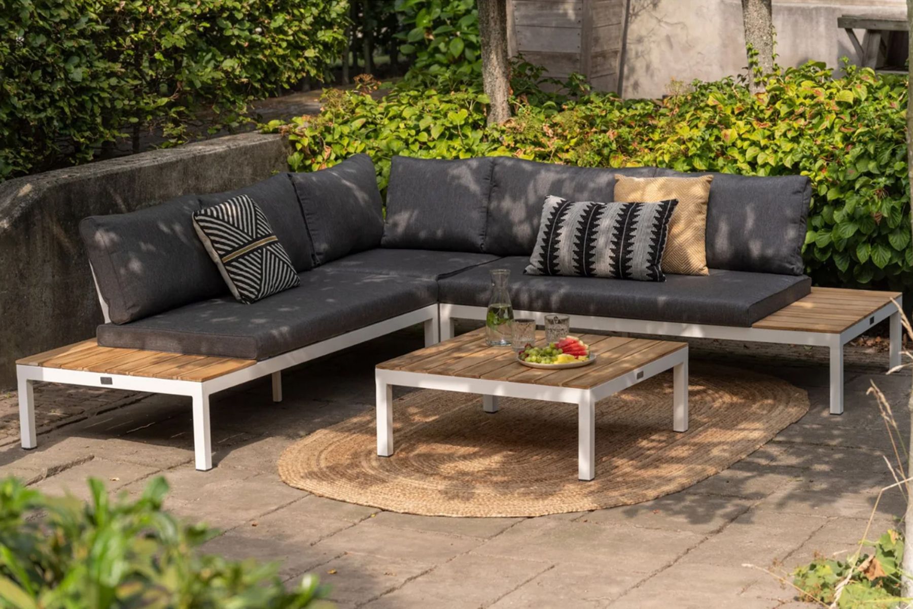 Exotan La Vida loungeset teak antraciet frame inclusief kussens