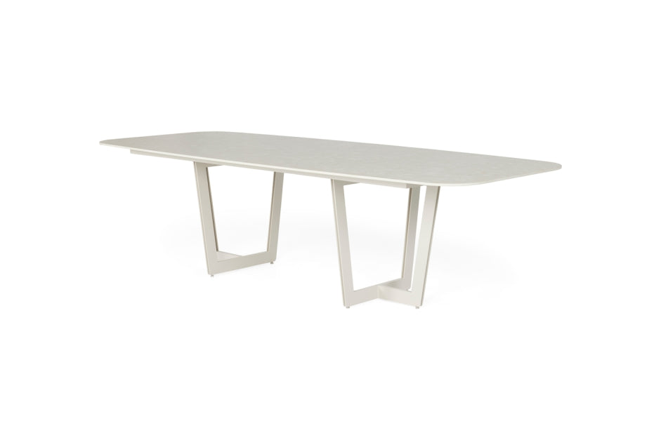 Suns Palermo dining tafel 320x116 Camel sand frame Neolith marble wit blad