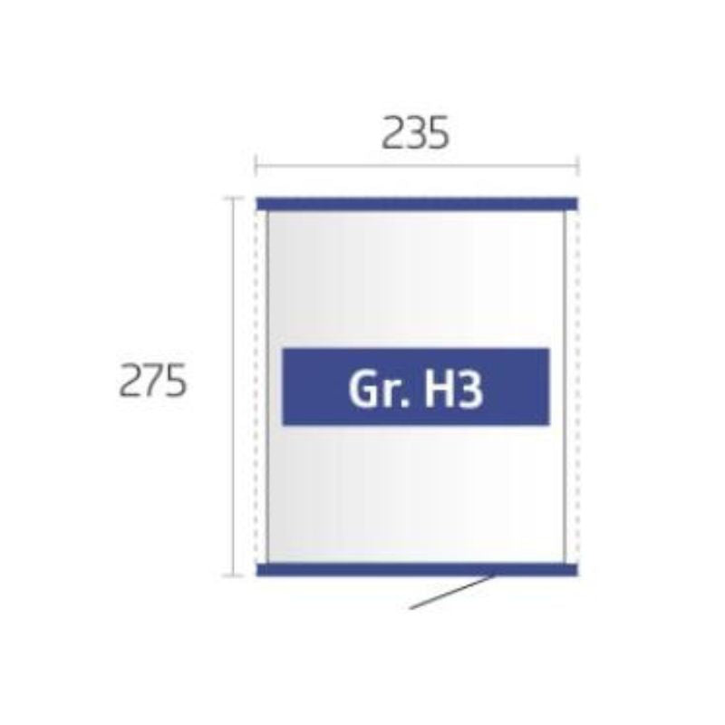 Biohort Highline H3 dubbele deur kwartsgrijs metallic BDH 275 x 235 x222