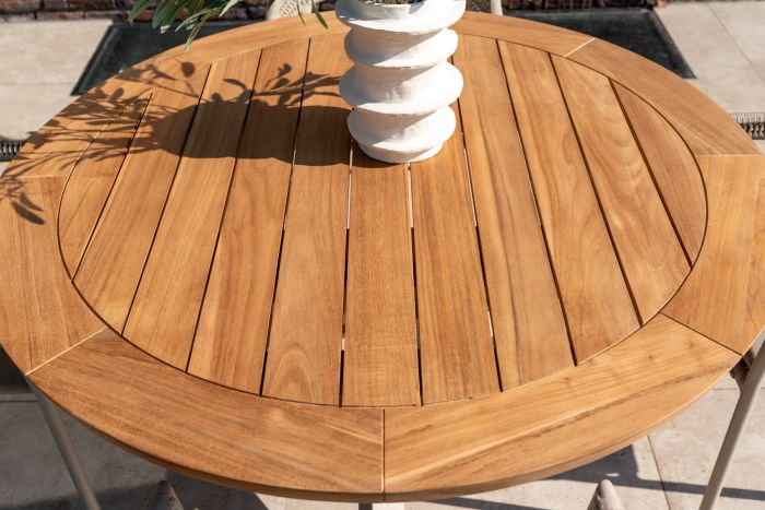 Taste 4SO Prado tafelblad teak 130 cm. Ø Prado onderstel latte voor 130 cm. Ø ronde tafel