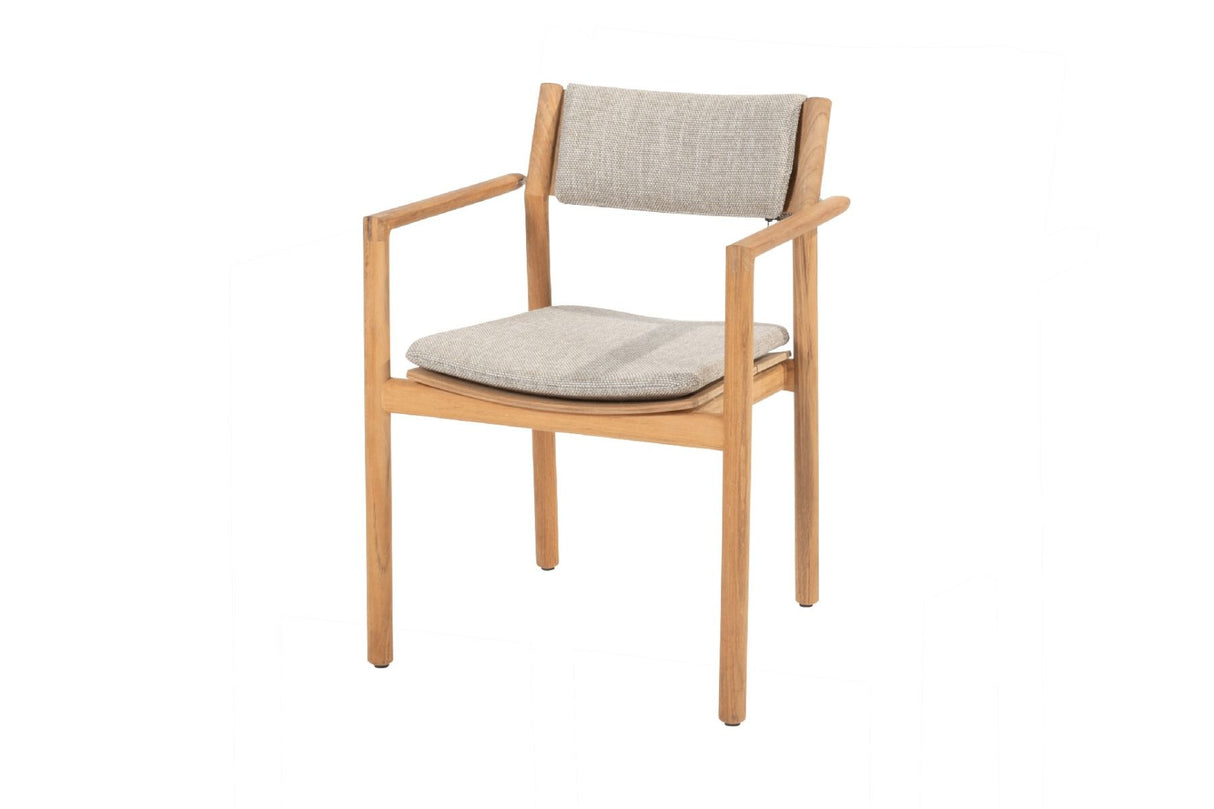 4 Seasons Outdoor Levi stapelbare dining stoel teak incl. 2 kussens