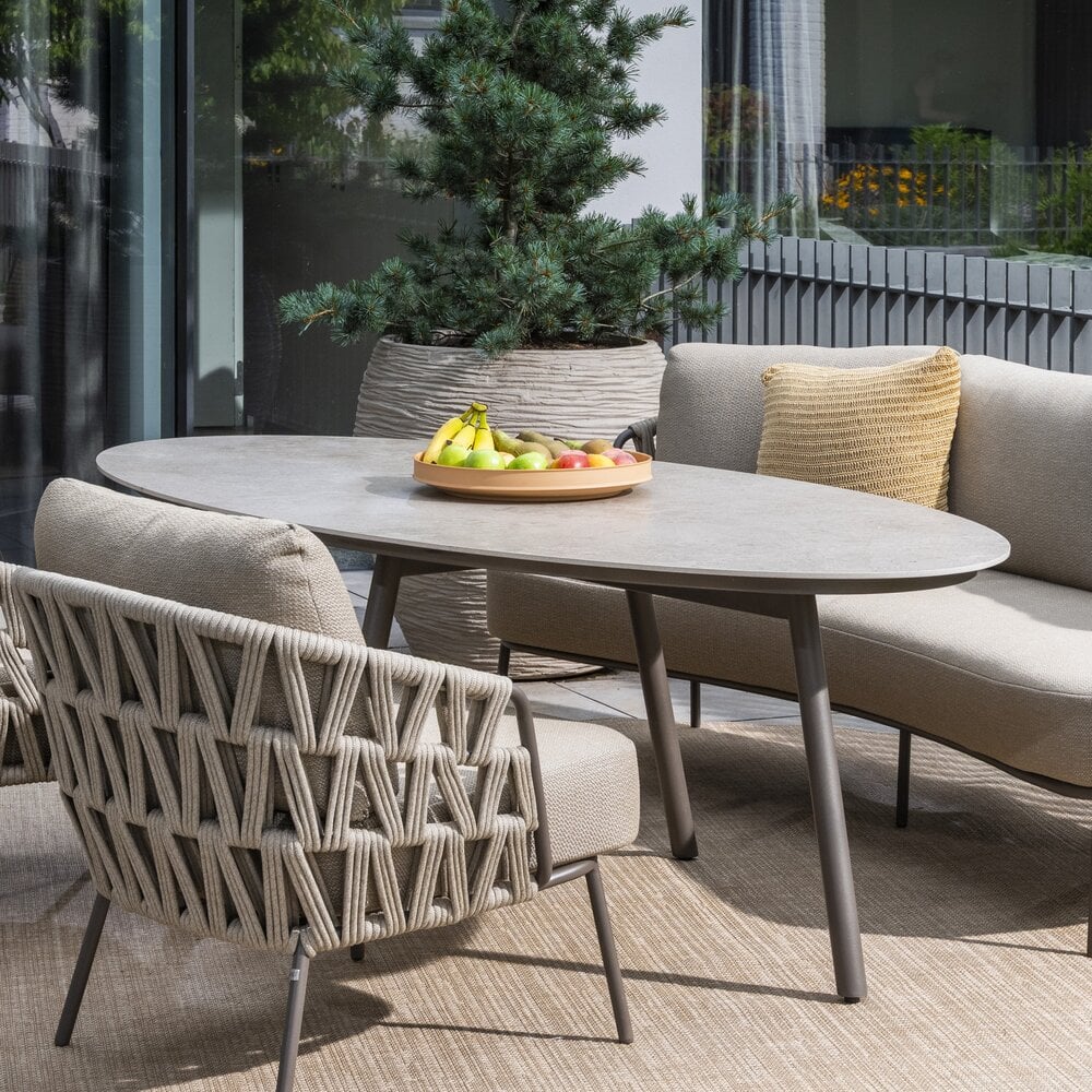 Taste 4SO Salute ovale low dining tafel terre met keramisch tafelblad 220 x 105 cm (H 69)