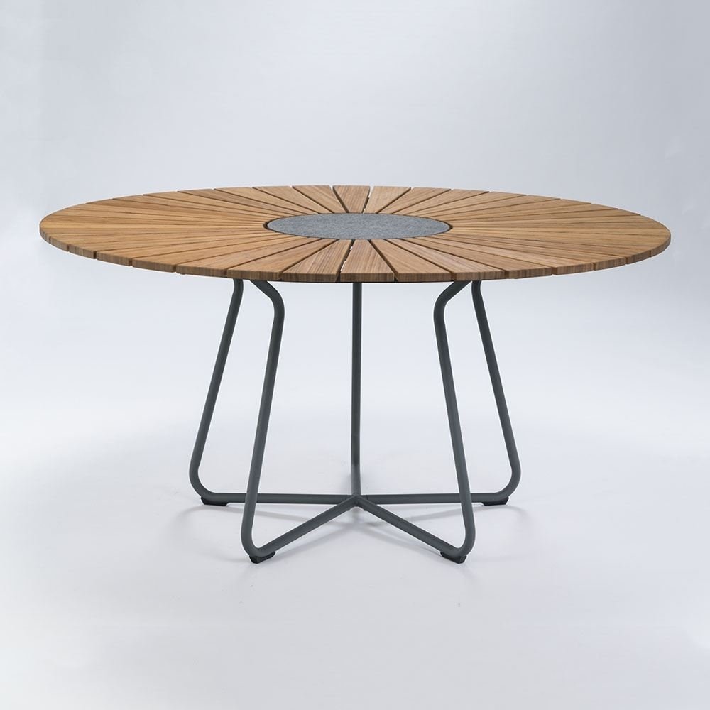 Houe ronde tafel 150cm bamboe aluminium frame