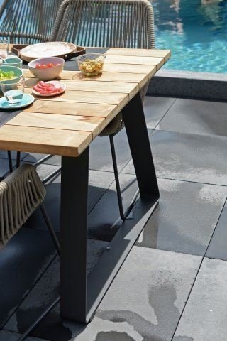 Taste by 4So Basso teak tafel 300x100cm met antraciet onderstel