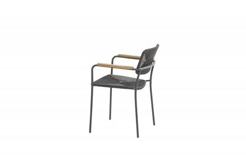 4 Seasons Outdoor Bora stacking chair Anthracite Teak arm