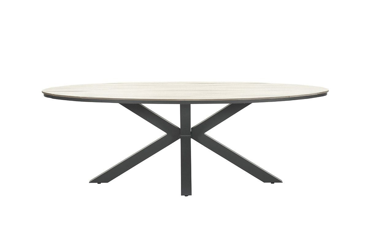 Garden Impressions Edison tafel 280x140xH75 carbon zwart frame licht teak kunststof houtlook