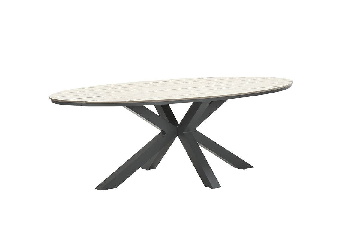 Garden Impressions Edison tafel 280x140xH75 carbon zwart frame licht teak kunststof houtlook