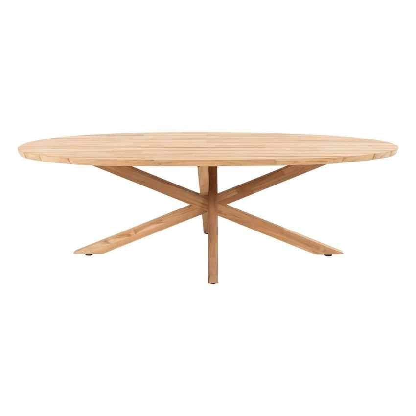 4 Seasons Outdoor Prado ovaal teak tafel 240 x 115 cm met teak onderstel